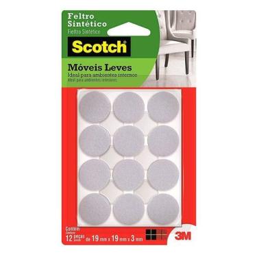 Imagem de Feltro Sintético Para Móveis Leves 3M Scotch Redondo Branco Pequeno 12