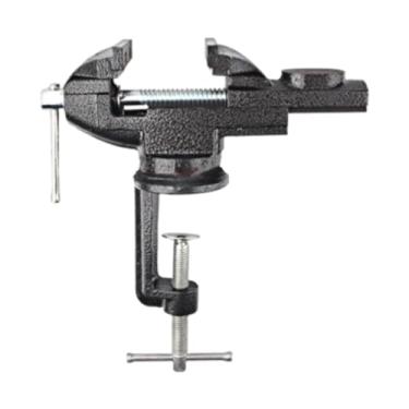 Imagem de Ioensy Morsa de mesa com grampo, rotação de 360°, ferramenta portátil para corte de conduítes, criação de artesanato e modelagem, Preto, Boca de Grampo 8cm