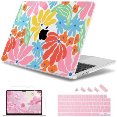 Imagem de May Chen [Novo padrão 2025] para MacBook Air 13,5 polegadas Capa M2 M3 M4 Chip Modelo: A2681 A3113 A3240, versão 2022-2025, capa rígida de plástico com protetor de tela e película de teclado - floral