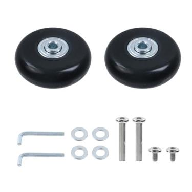 Imagem de Pastlla 2 peças pretas de 54 mm x 18 mm rodas de substituição de mala de bagagem, rodízios direcionais de borracha, kits de reparo de rolamentos de rodas giratórias de borracha, um conjunto de 2