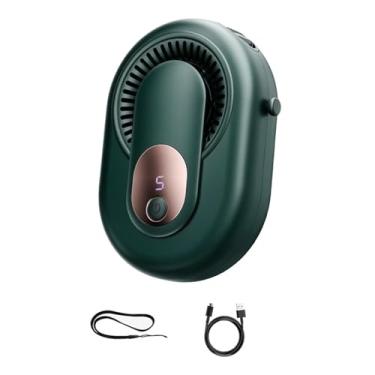 Imagem de IEUDNS Ventilador de cintura portátil, acessórios, presentes leves, ventilador de mesa portátil para pendurar no pescoço, para pesca ao ar livre, caminhadas, Verde