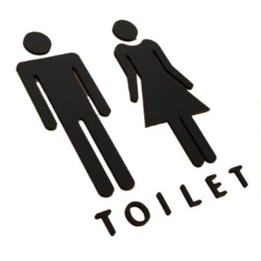 Imagem de Placa de sinalização de banheiro feminino, masculino e unissex para pa