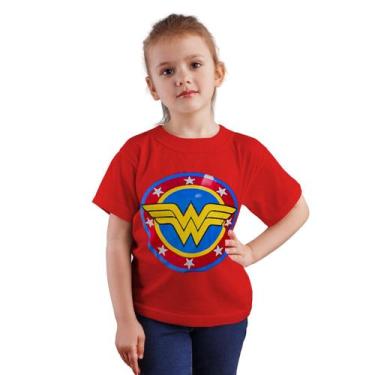 Imagem de Camiseta Mulher Maravilha Infantil Camisa Estampada Super Herói Unisse