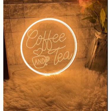 Imagem de Placa em led cantinho do café, coffe - 30 cm com fonte - luminaria cof