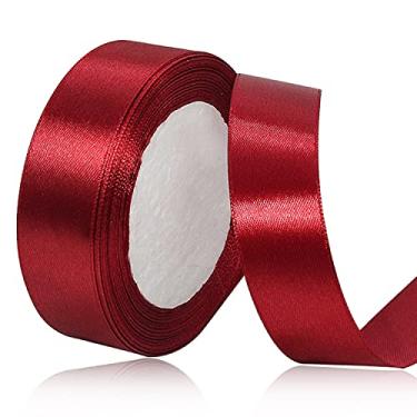 Imagem de Burgundy Satin Ribbon 1 Inches x 25 Yards, Solid Color Fabric Ribbon for Gift Wrapping, Crafts, Hair Bows Making, Wreath, Wedding Party Decoration and Sewing Projects