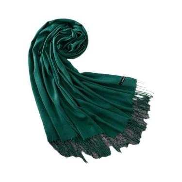 Imagem de Xale de Caxemira Longo Feminino - Cor Sólida, Hijab, Pashmina com Borl