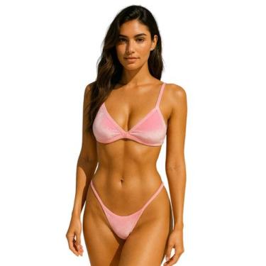 Imagem de Biquíni Feminino Aviador Veludo Com Bojo Calcinha Tira Lateral - Mult 