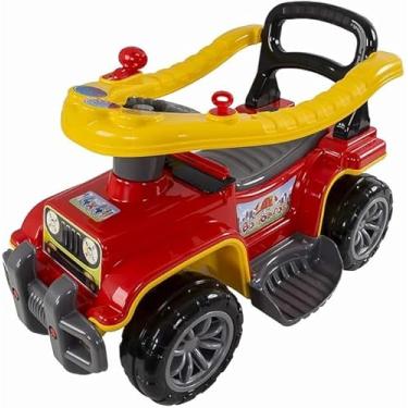 Imagem de Carrinho de Passeio Andador infantil Com Chassis Jip Jip Bombeiro (Vermelho)