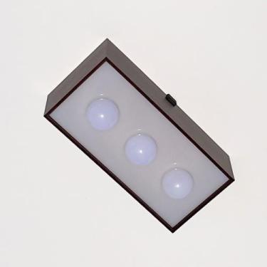 Imagem de Lustre retangular 3 lâmpadas expostas teto madeira mdf 35cm - Fábrica 