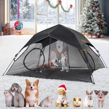 Imagem de Tenda de brincar para gatos ao ar livre para ambientes internos e externos (X- grande casa portátil para animais de estimação, compartimento externo para gatos, coelhos e animais pequenos, fácil de