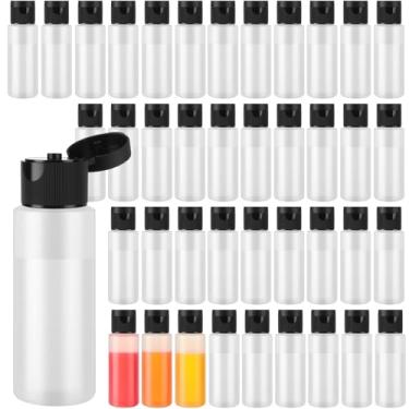 Imagem de Honeydak Pacote com 40 frascos de plástico de 59 ml com tampas pretas flip, frascos de tinta vazios para mistura de tinta, desinfetante para as mãos, líquidos, xampu, loção, óleos essenciais