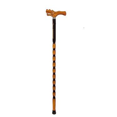 Imagem de THY COLLECTIBLES Bengala De Madeira Com Ponta Borracha Para Homens E Mulheres, Ergonômica Moderna - 37" Camel Grooved, Estilo Derby, Cabo Em Formato Dragão