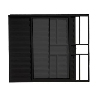 Imagem de Veneziana 3 Folhas Com Grade Preto 100x120 Linha 18 Esmeralda