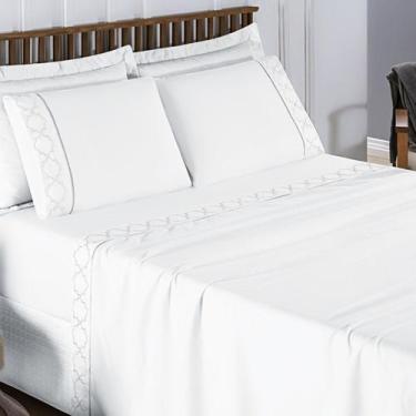 Imagem de Jogo de Lençol King Infinity 300 Fios Bordado 4 Peças - Bia Enxovais, 