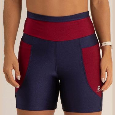 Imagem de Shorts Cirre Brilhante Recorte Academia Liso-Feminino