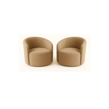 Imagem de Kit 02 Poltronas Curva Orgânica Nature Gaia Suede Cappuccino  - Montanaris Decor