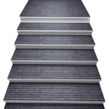Imagem de Degraus De Escada De Carpete, Antiderrapante Mudo Tapete De Corredor De Escada Com Borracha Antiderrapante, Tapetes De Escada Removíveis Laváveis Corredores De Passo Pe, Grey, 30x85cm(21PCS)