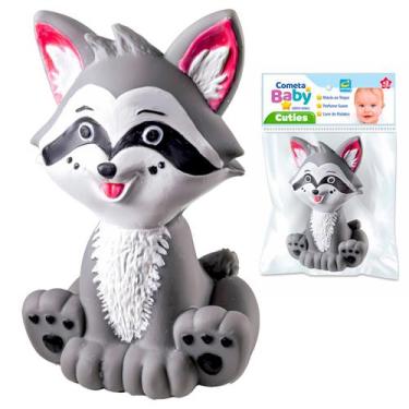 Imagem de Mordedor Bebê Guaxinim Animais Brinquedo Vinil Macio 3 Meses Animais S