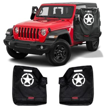 Imagem de BESTAOO Design de cabide de bolsas de armazenamento de porta compatível com Jeep Wrangler YJ TJ JK JL 4XE Gladiator JT 2 portas 1976-2025, capa organizadora de porta de carro com bolsa organizadora de