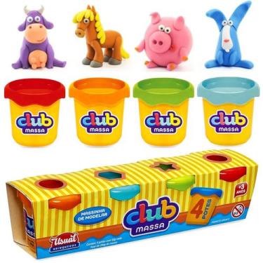Imagem de Kit 4 Potes Super de Massinha para Modelar Não Toxica - Usual Brinqued
