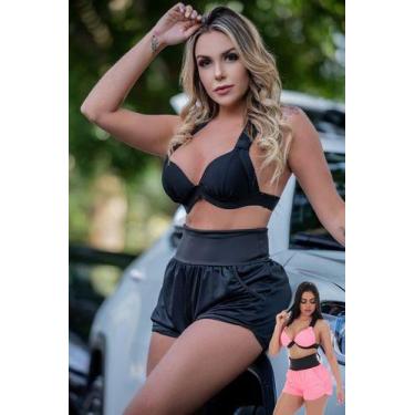 Imagem de Conjunto Dry Fit Com Top e Short Fitness, Praia e Piscina Tecido Seca 