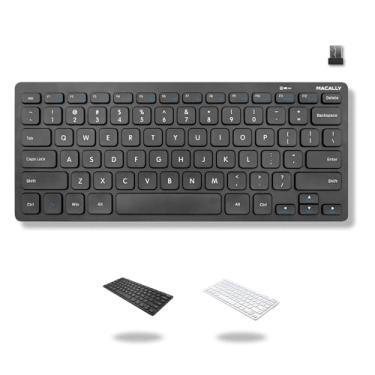Imagem de Macally Mini teclado compacto – teclados sem fio para desktop, superfície, Chromebook, notebook, teclado de laptop, teclado fino com USB sem fio de 2,4 G – teclado pequeno para viagens (preto)