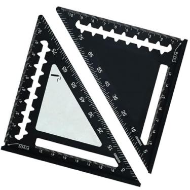 Imagem de Bothyi Régua triangular de 45/90 graus, esquadro de carpinteiro, medidor profissional resistente ao desgaste, faça você mesmo, para melhorias domésticas, Preto