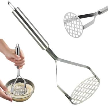 Imagem de Amassador De Batata Aço Inoxidável Design Premium Pendurável Legumes Feijão Purê Frutas Mandioca Resistente Inox Moderno Ergonômico Resistente Profissional