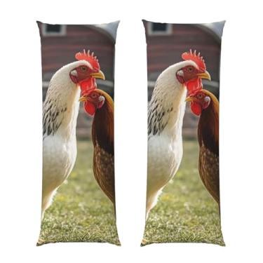 Imagem de Capa de travesseiro corporal com zíper oculto, fronha longa de microfibra macia e respirável para travesseiro corporal, capas de travesseiro de galinhas e fazendas para dormir, presente de cama, 50 x