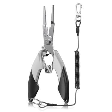 Imagem de pullther fishing Alicate de anel dividido de pesca, ferramentas de pesca de aço inoxidável, multiferramenta de pesca para água salgada e doce com cortador de linha trançada