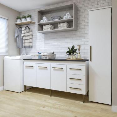 Imagem de Lavanderia Osasco 1 Armário Multiuso E Balcão Kaiki Móveis Branco