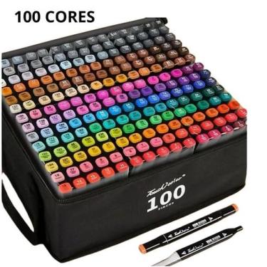 Imagem de Kit Canetinhas Touch Marcadoras Ponta Dupla 24 a 100 Cores | Canetas Coloridas para Desenho | Lettering e Colorir | Estojo Organizador Incluso (100)