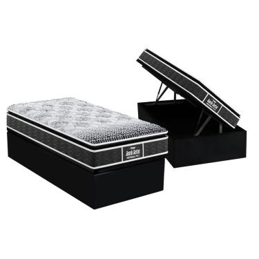 Imagem de Cama Box Baú Solteiro: Colchão Ortopédico Probel D28 / EP Guarda Costas PróMiddle Plus Pillow Top + Base CRC Suede Black(88x188)