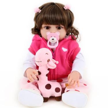 Imagem de Sweetie Reborn, Bebê Reborn Com Acessórios Menina 48cm - Pode dar banho Boneca Girafinha