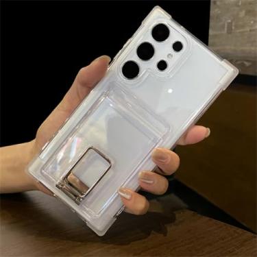 Imagem de Capa para Samsung S24Ultra de luxo, fosca, transparente, com compartimentos para carteira, suporte para cartão, capa à prova de choque (para Samsung S24Ultra/branco)
