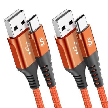 Imagem de Cabo USB tipo C sweguard Fast Charging 3.1A pacote com 2, 3 m laranja
