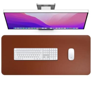 Imagem de Mouse Pad Grande 90x40 Couro Caramelo Antiderrapante Deskpad Ergonômico