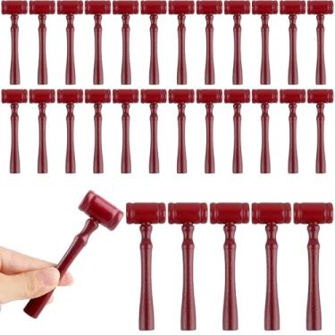 Imagem de Rcanedny 30 peças de 4,33 polegadas Juiz Gavel Prop Mini martelo de madeira para leilão tribunal Gavels para venda festa de tribunal Halloween cosplay juiz acessórios de fantasia