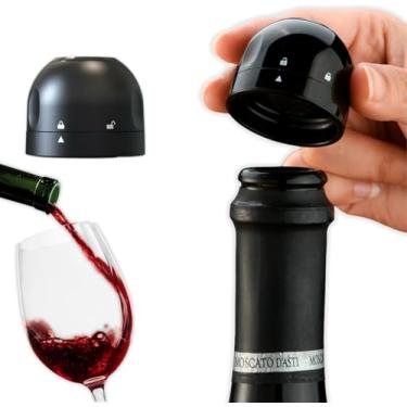 Imagem de Tampa Rolha Hermética com Trava para Vinho e Espumante | Silicone Antivazamento que Conserva Sabor, Aroma e Frescor por Mais Tempo