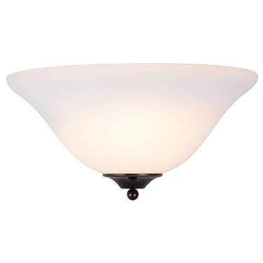 Imagem de HIGHTRY Arandela de parede meia lua de 33 cm, luminária de parede regulável, lâmpada de parede moderna com sombra de vidro fosco branco para quarto, sala de estar, corredor