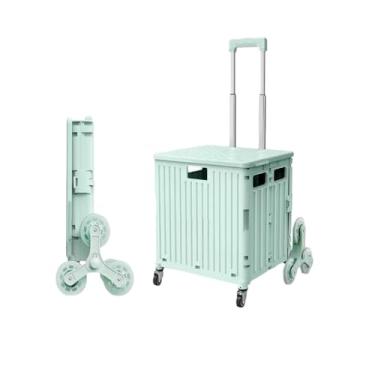 Imagem de Carrinho de compras dobrável com rodas de escalada - um caminhão geral dobrável para compras, acampamento e transporte pesado, com capacidade de 65L (alta capacidade, verde)