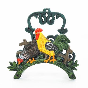 Imagem de Sungmor Suporte de mangueira de ferro fundido resistente, galos decorativos de jardim e quintal, mordomo de mangueira montado na parede, suportes de tubulação de água, prateleira, cabide, decorações