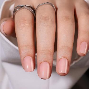 Imagem de RTKHFZE Unhas curtas Press On – unhas postiças quadradas de gel macio com cola, unhas semitransparentes reutilizáveis em 16 tamanhos – Kit de 32 peças de unhas postiças