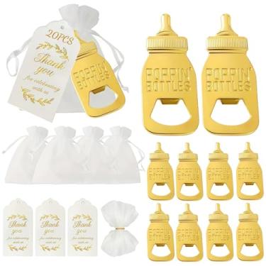 Imagem de 20 peças de abridores de garrafa, estrutura de liga de zinco dourada, garrafas Popin, lembrancinhas de chá de mentes, decorações de aniversário exclusivas, presentes práticos para convidados