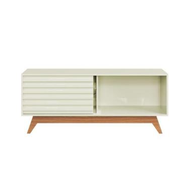 Imagem de Rack para TV Até 55 Polegadas 1 Porta Retrô Off White/Freijó - Dalla C