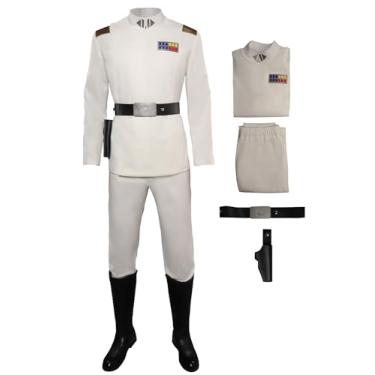 Imagem de Heodols Fantasia de oficial adulto rebeldes oficial do exército cosplay roupas camisa calça cinto para homens, Branco, M