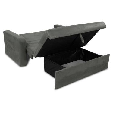 Imagem de Sofá Cama 2 Lugares Compacto Com Baú 145 Larg Daiane Matrix Suede Cinza