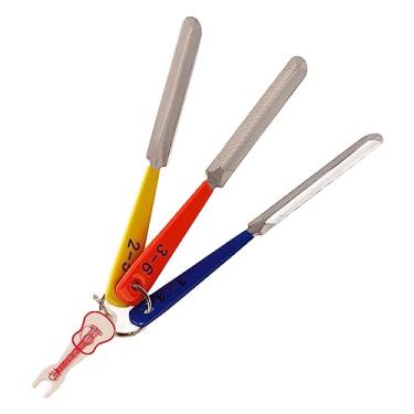 Imagem de WALFRONT Conjunto de Arquivos de Porca de Guitarra de Aço Inoxidável, Ferramenta de Ajuste de Afinação de Cordas Com Alças Portáteis para Manutenção de Guitarra Elétrica Com Pingente de