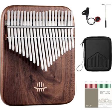 Imagem de Piano De Polegar Kalimba De Nogueira Preta, Instrumento Musical De Piano De Dedo De 17/21 Teclas Com Teclado De Piano De Metal Mineral, Presente Para Crianças E Adultos Iniciantes, 21key