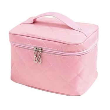 Imagem de Bolsa de Maquiagem Organizadora de Maquiagem e Cosméticos Estojo Grande (Rosa Claro)